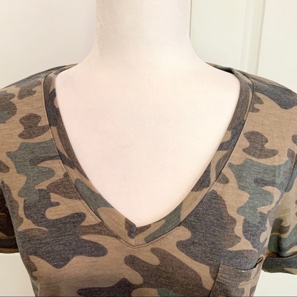 Short Sleeve V-Neck Camouflage Dress - Size S - Picture 6 of 9
